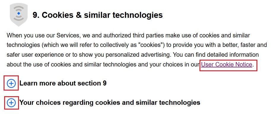 Cookies clause in a Privacy Policy