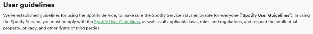 Spotify Terms of Use: User Guidelines clase